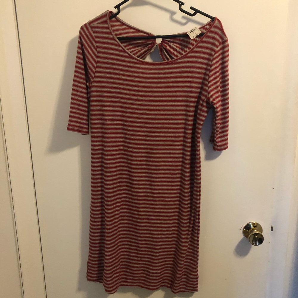 Red and Gray striped Free People Dress